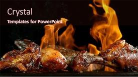  Presentation with meat - Audience pleasing slide deck consisting of chicken-meat-pieces-on-grill backdrop and a wine colored foreground