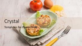  Presentation with chicken little chicks - PPT theme featuring chicken medallions with sliced almond background and a  colored foreground