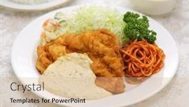  Presentation with fried chicken - Slides featuring chicken-nanban-fried-chicken background and a coral colored foreground