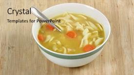  Presentation with noodle - Cool new presentation design with chicken noodle soup on cutting board backdrop and a lemonade colored foreground