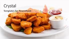  Presentation with grilled chicken - Cool new presentation theme with chicken nuggets - grilled meat and vegetables backdrop and a white colored foreground