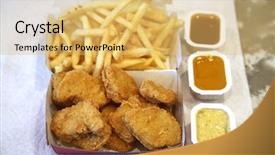 Presentation with nuggets - Beautiful PPT theme featuring chicken nuggets and french fries backdrop and a yellow colored foreground