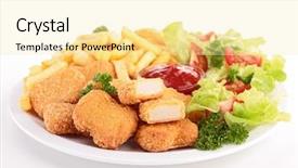  Presentation with chicken little chicks - Presentation design consisting of chicken nuggets french fries background and a blonde colored foreground