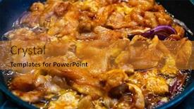  Presentation with nuggets - PPT layouts featuring chicken-nuggets-frying-in-pan background and a gold colored foreground