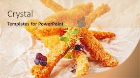 Presentation with parchment - Presentation theme having chicken-nuggets-on-the-parchment background and a yellow colored foreground