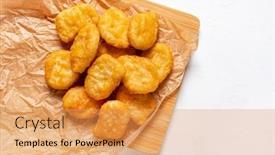  Presentation with nuggets - Slide set featuring chicken-nuggets-on-the-white background and a yellow colored foreground