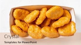  Presentation with nuggets - Slide deck consisting of chicken-nuggets-on-the-white background and a gold colored foreground