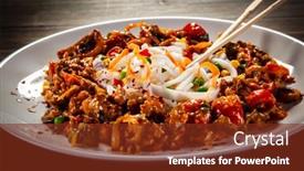  Presentation with soy sauce - Presentation having chicken-nuggets-white-white-rice background and a tawny brown colored foreground