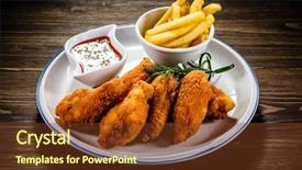  Presentation with gluten free bread on wooden - Colorful slide deck enhanced with chicken nuggets with french fries backdrop and a  colored foreground