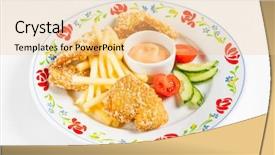  Presentation with french fries - PPT theme enhanced with chicken nuggets with french fries background and a  colored foreground