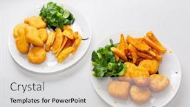  Presentation with french fries - Presentation consisting of chicken-nuggets-with-french-fries background and a light gray colored foreground