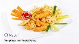  Presentation with french fries - PPT layouts consisting of chicken-nuggets-with-french-fries background and a sky blue colored foreground