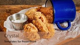  Presentation with nuggets - PPT theme with chicken-nuggets-with-mayo-sauce background and a coral colored foreground