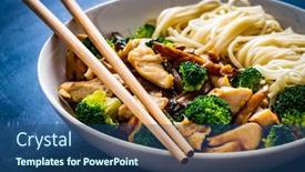  Presentation with nuggets - Amazing slide deck having chicken-nuggets-with-noodles backdrop and a ocean colored foreground