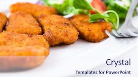  Presentation with chicken little chicks - Amazing presentation having chicken nuggets with salad backdrop and a  colored foreground