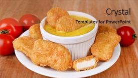  Presentation with nuggets - Audience pleasing presentation theme consisting of chicken nuggets with sauce backdrop and a coral colored foreground