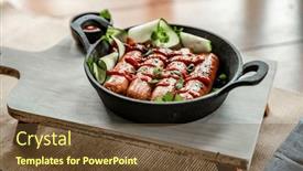  Presentation with bbq chicken - PPT layouts featuring chicken-or-pork-sausages-served background and a tawny brown colored foreground