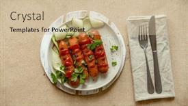  Presentation with bbq chicken - Theme enhanced with chicken-or-pork-sausages-served background and a soft green colored foreground