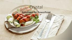  Presentation with bbq chicken - Presentation theme with chicken-or-pork-sausages-served background and a soft green colored foreground