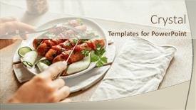  Presentation with bbq chicken - Presentation consisting of chicken-or-pork-sausages-served background and a sky blue colored foreground