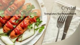  Presentation with bbq chicken - Presentation theme enhanced with chicken-or-pork-sausages-served background and a soft green colored foreground