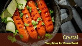  Presentation with bbq chicken - Slides enhanced with chicken-or-pork-sausages-served background and a tawny brown colored foreground