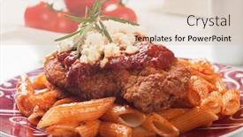  Presentation with macaroni - Amazing slide deck having chicken parmesan breaded chicken steak with tomato sauce and macaroni pasta backdrop and a lemonade colored foreground