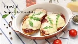  Presentation with indian food chicken curry dish - Audience pleasing theme consisting of chicken parmesan with spices backdrop and a lemonade colored foreground