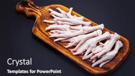  Presentation with food chicken - Amazing PPT theme having chicken-paw-on-dark-background backdrop and a dark gray colored foreground