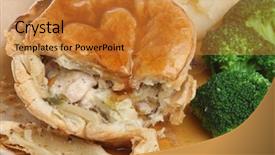  Presentation with potato - PPT theme featuring chicken pie with mashed potato background and a gold colored foreground