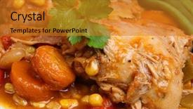  Presentation with chicken - Audience pleasing presentation consisting of chicken pieces stewed with vegetables backdrop and a  colored foreground