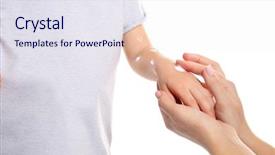  Presentation with viral - PPT layouts having viral infection - woman applying cream onto skin background and a sky blue colored foreground