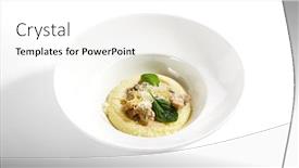  Presentation with italy food - Colorful slide set enhanced with chicken-ragout-close-up-served backdrop and a white colored foreground