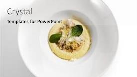  Presentation with italy food - Colorful slide deck enhanced with chicken-ragout-top-view-served backdrop and a white colored foreground