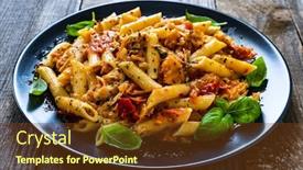  Presentation with chicken - PPT layouts consisting of chicken-ragout-with-penne background and a tawny brown colored foreground