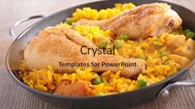  Presentation with seafood paella from spain recipe - Audience pleasing presentation design consisting of chicken rice - casserole with paella backdrop and a gold colored foreground