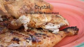  Presentation with bbq chicken - Colorful presentation theme enhanced with forest carbon trade - set of fresh whole timbers backdrop and a coral colored foreground