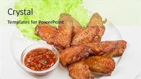  Presentation with roasted chicken - Audience pleasing presentation consisting of chicken roasted wing dish backdrop and a blonde colored foreground