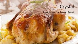  Presentation with roasted chicken - Cool new slides with chicken roasted with potato backdrop and a coral colored foreground
