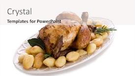  Presentation with roasted chicken - Slides featuring chicken roasted with potatoes background and a white colored foreground