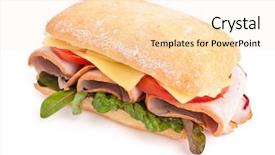  Presentation with meat - Cool new PPT theme with chicken roll - ciabatta bread sandwich stuffed meat backdrop and a lemonade colored foreground