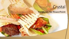  Presentation with tortilla - Cool new PPT layouts with chicken roll - tortilla with vegetables backdrop and a  colored foreground