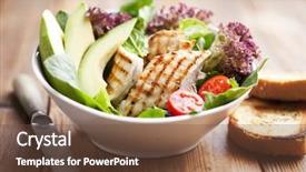  Presentation with food chicken - Audience pleasing theme consisting of chicken salad backdrop and a tawny brown colored foreground