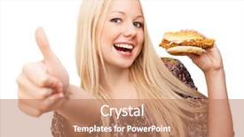  Presentation with burger - PPT layouts having beautiful woman with her thumb background and a coral colored foreground