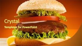  Presentation with hamburger - Beautiful slides featuring burger fries - big hamburger backdrop and a tawny brown colored foreground