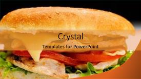  Presentation with soft drink - Slide deck enhanced with still life with fast food hamburger menu french fries soft drink and ketchup background and a gold colored foreground