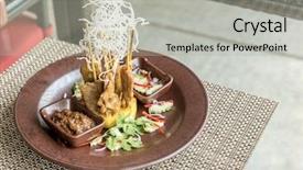  Presentation with sate - Beautiful PPT theme featuring chicken sate skewers thai groumet backdrop and a light gray colored foreground