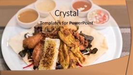  Presentation with sate - PPT layouts having chicken sate skewers thai groumet background and a coral colored foreground