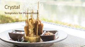  Presentation with sate - Slide set featuring chicken sate skewers thai groumet background and a cream colored foreground