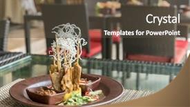  Presentation with sate - Slide deck with chicken sate skewers thai groumet background and a tawny brown colored foreground